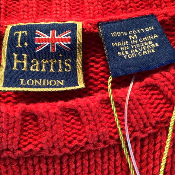 T.Harris London 100% cotton long sleeves crew neck red sweater size medium - Picture 2 of 10